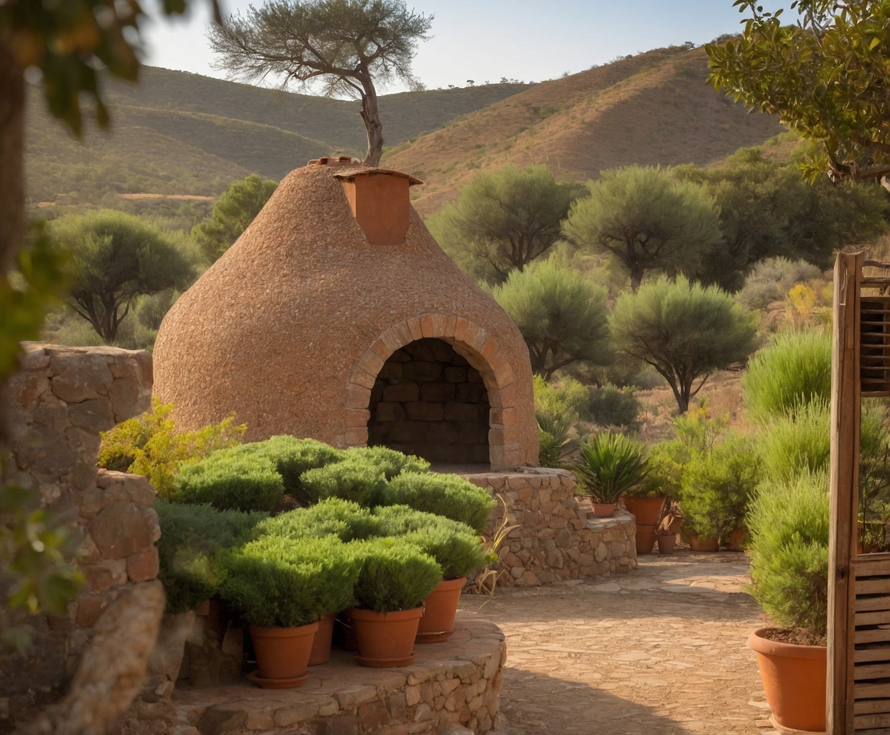 Horno de leña artesanal en finca rústica
