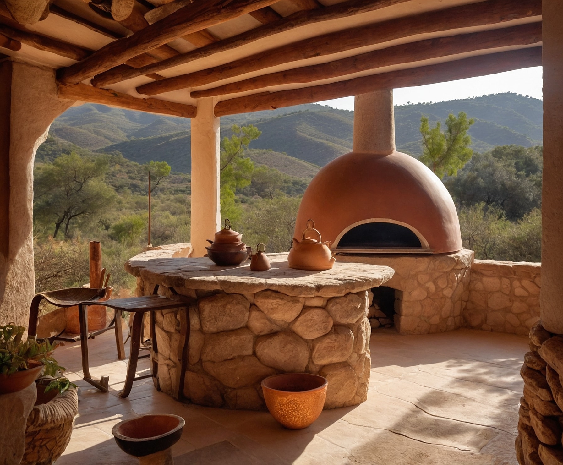 Horno de leña artesanal en finca rural