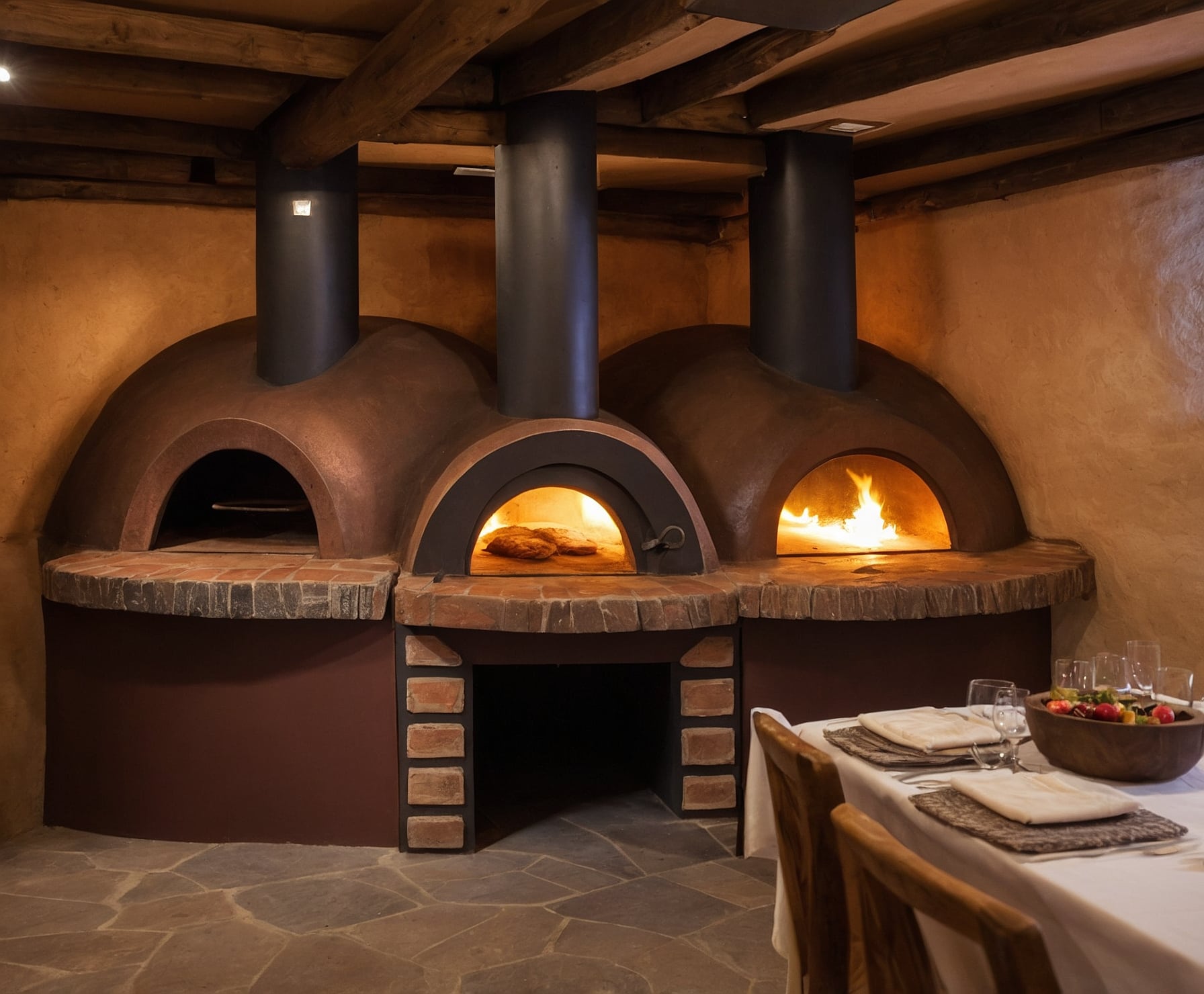 Horno de leña artesanal en restaurante gourmet